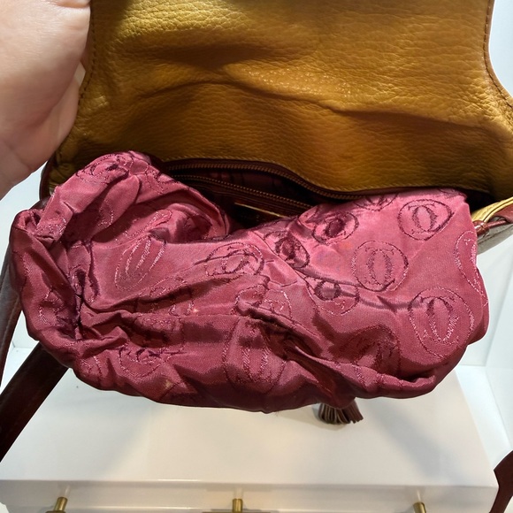 Cartier Vintage Must Line Yellow/Bordeaux Leather Crossbody Bag - Picture 6 of 8